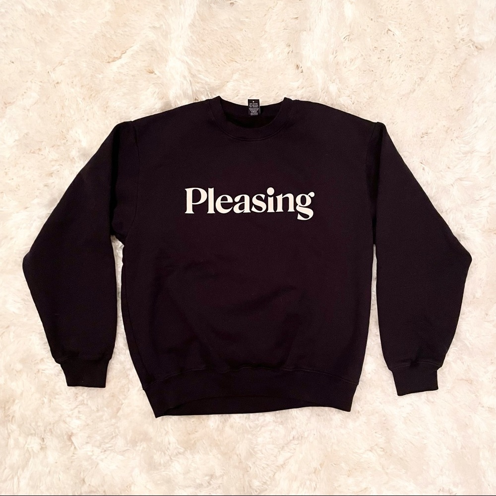 Official Harry Styles Pleasing Crewneck Sweatshirt Black Merch